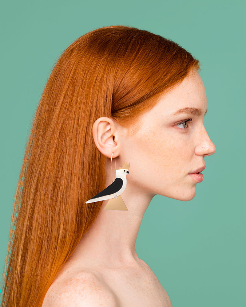 Cockatoo 1 - Dash of Gold Acrylic Earrings