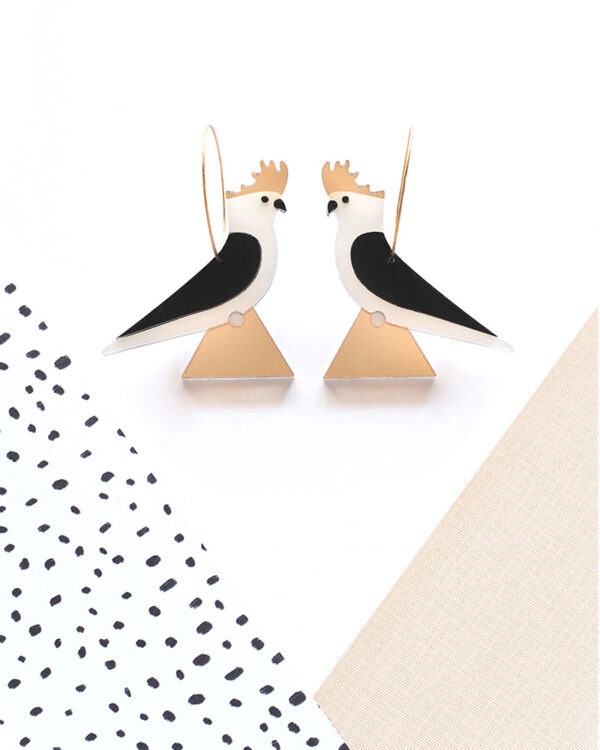 Cockatoo - Dash of Gold Acrylic Earrings