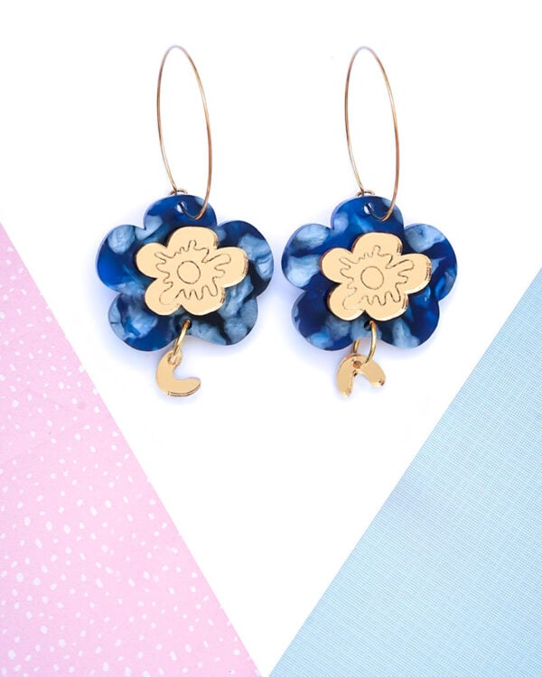 Forget Me Not - Dash of Gold Acrylic Earrings