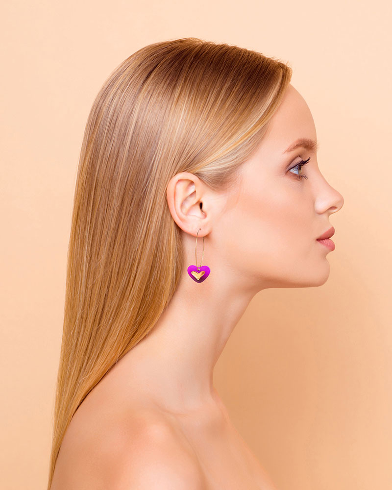 Little Hearts 1 - Dash of Gold Acrylic Earrings