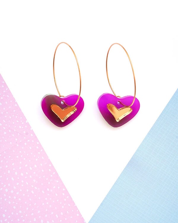 Little Hearts - Dash of Gold Acrylic Earrings