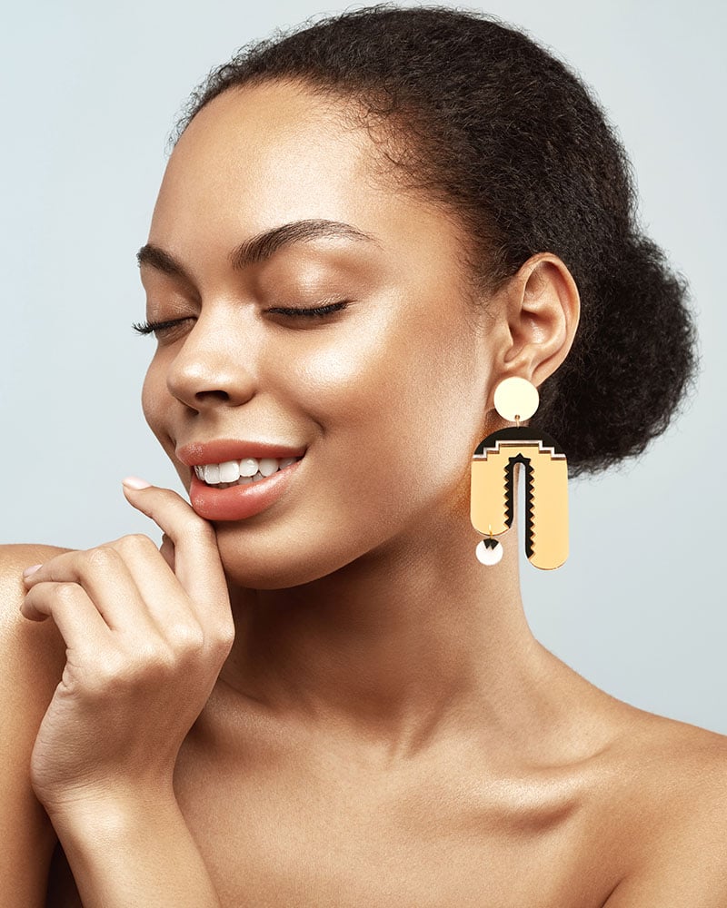 Mamunia - Dash of Gold Acrylic Earrings