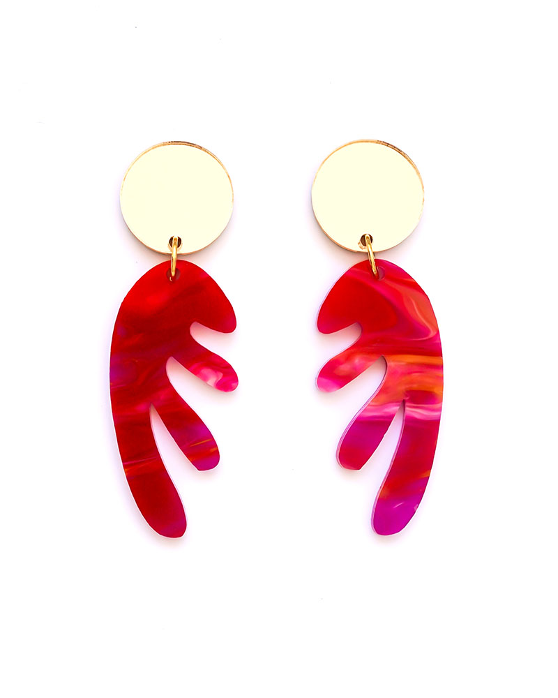 Mini Coral 3 - Dash of Gold - Acrylic Earrings