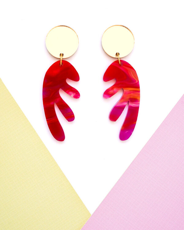 Mini Coral - Dash of Gold - Acrylic Earrings