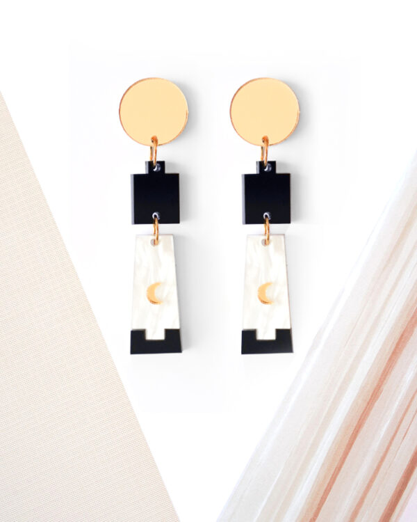 Moon Light 4 - Dash of Gold Acrylic Earrings