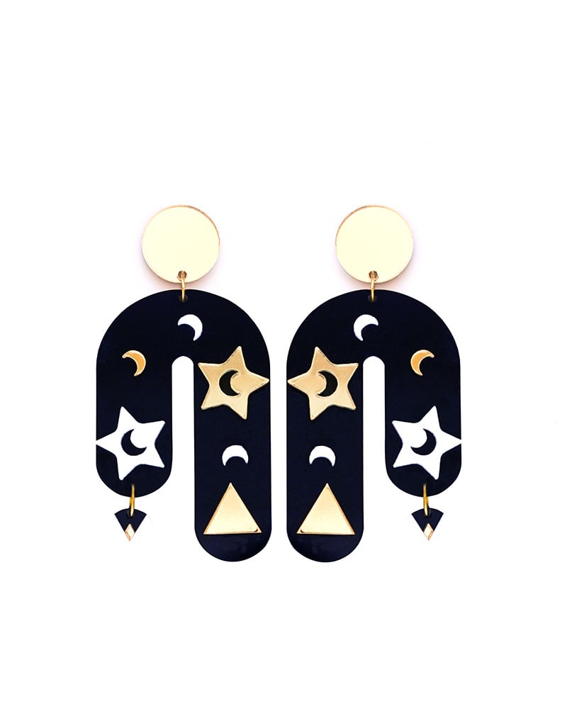 Moroccan Nights 4 - Dash of Gold Acrylic Earrings