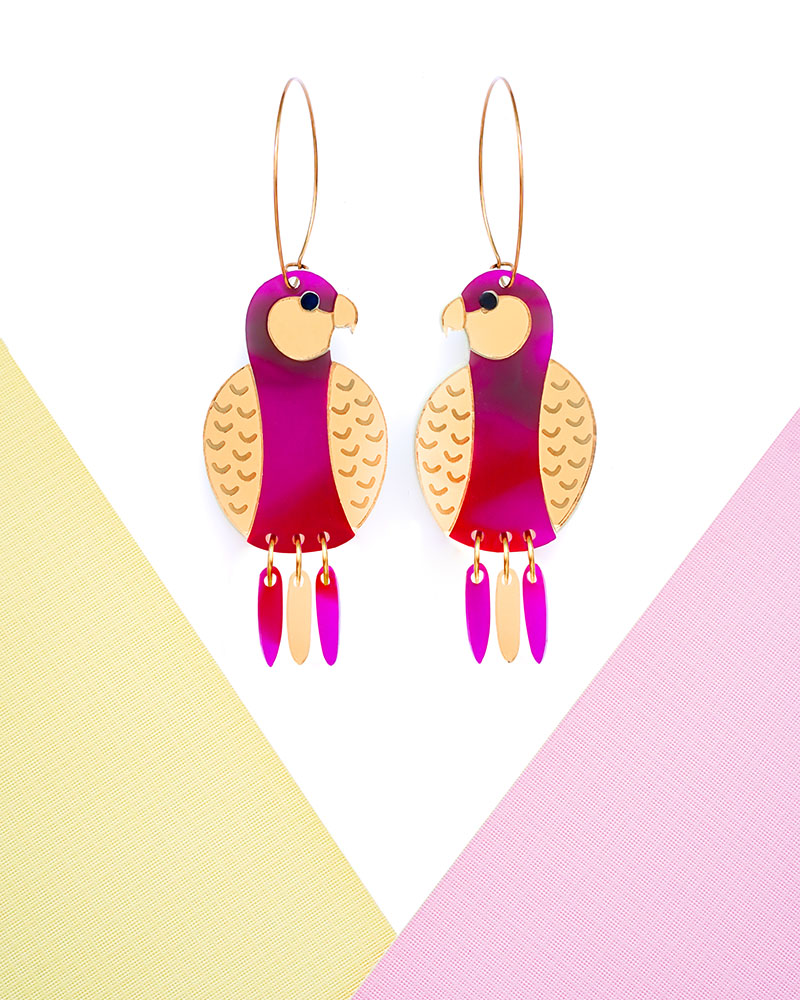 Mr Parrot - Dash of Gold - Acrylic Earrings
