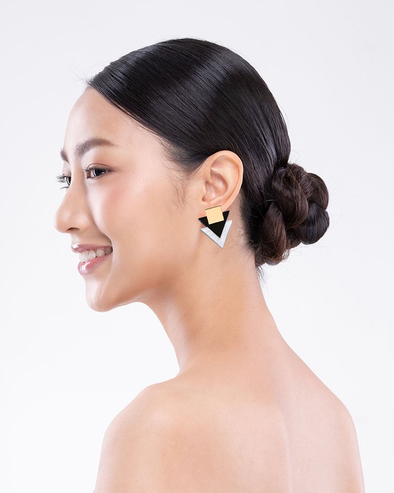 Sana 1 - Dash of Gold Acrylic Earrings