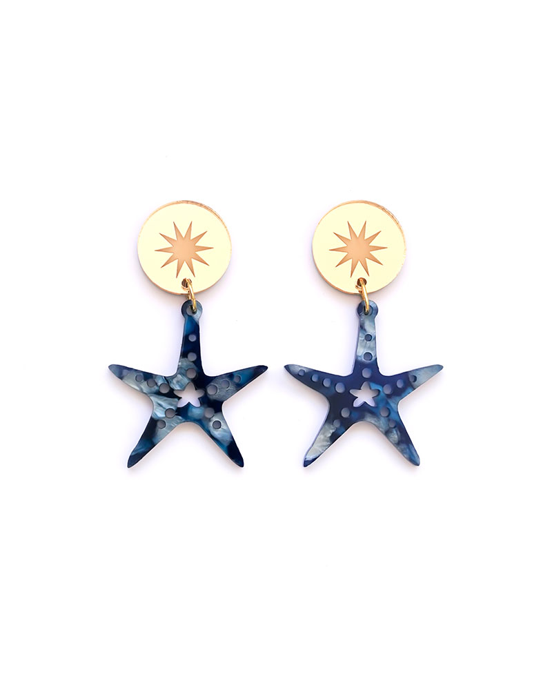 Star Fish 3 -Dash of Gold - Acrylic Earrings
