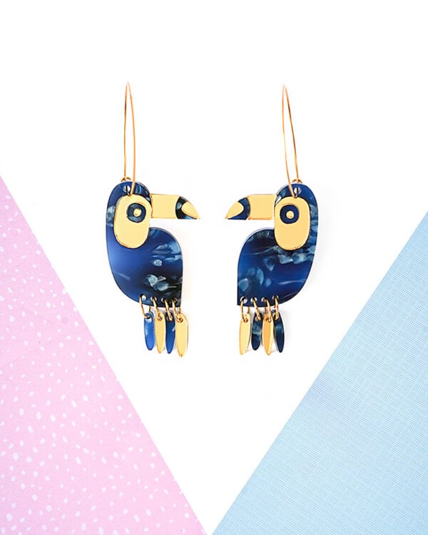 Toucan 3 - Dash of Gold Acrylic Earrings