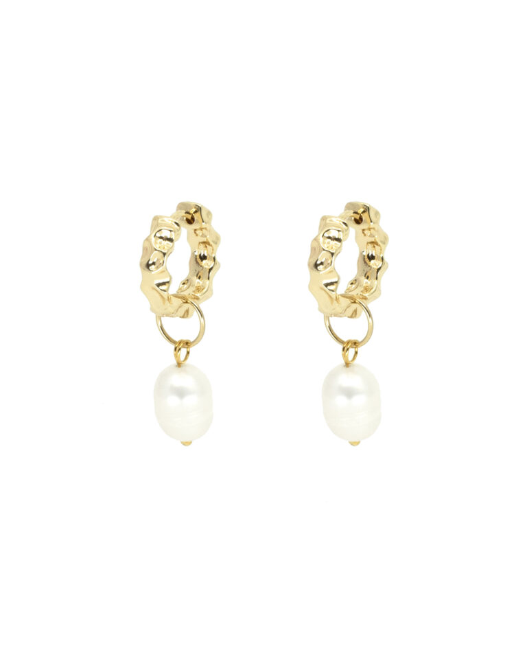 Luna - Handmade Gold Pearl Earrings - Dash of Gold